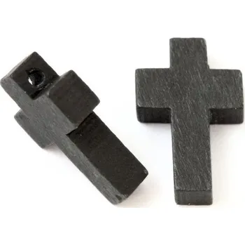 Korálek EU Dřevěný křížek 22/15/4,2mm černá