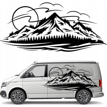 Samolepicí dekorace na vozidlo 1x NÁLEPKA na auto MOTIV HORY LES 44x99 cm