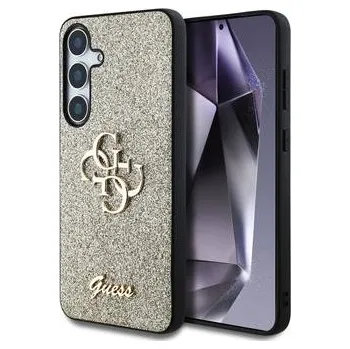 Pouzdro na mobilní telefon Guess PU Fixed Glitter 4G Metal Logo Zadní Kryt pro Samsung Galaxy S25 Gold