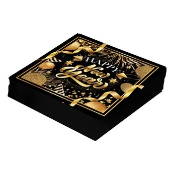 Party dekorace 20 ubrousků HAPPY NEW YEAR 16X16 CM