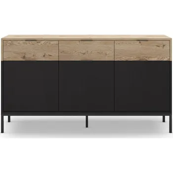 Komoda Nízká komoda v dekoru dubu v černo-přírodní barvě 150x80 cm Marion – Marckeric ID_1597596