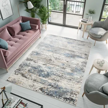 Koberec Kusový koberec Portland - abstrakt 7 - bílý/modrý Rozměr koberce: 140x200 cm