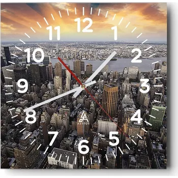 Hodiny Nástěnné hodiny do obýváku 40x40 Město Bez Hlučné Skleněné hodiny Tiché