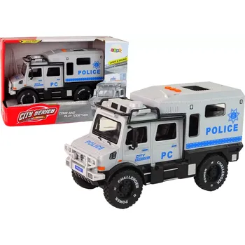 autíčko Lean Toys Šedá zvuková kontrolka otevírání dveří policie pro terénní vozidla