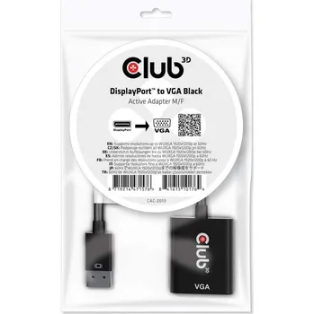 Video redukce Club3D adaptér aktivní DisplayPort na VGA
