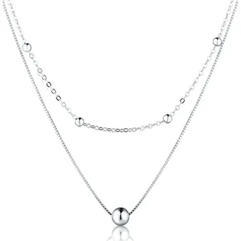 Náhrdelník Dvojitý stříbrný kuličkový náhrdelník 42-47 cm STNAH250F