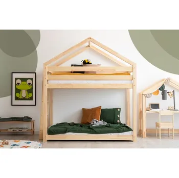 Dětská postel Domečková patrová dětská postel z borovicového dřeva 70x160 cm v přírodní barvě Mila DMPB – Adeko ID_1222584