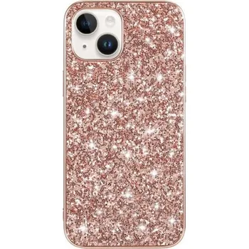 Pouzdro na mobilní telefon Ochranný kryt s flitry pro iPhone 14 - růžovozlatý