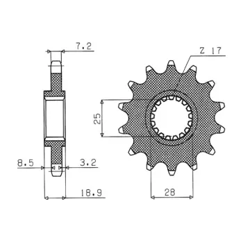 Řetězová sada pro motocykl řetězové kolečko pro sekundární řetězy typu 525, SUNSTAR (15 zubů) M291-4019-15