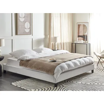 Postel postel dvojitá čalouněná béžová 180 x 200 cm s rámem bez čela Beliani