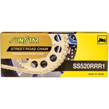 Řetězová sada pro motocykl řetěz 520RRR1, SUNSTAR (x-kroužek, barva zlatá, 120 článků) M251-02-116G