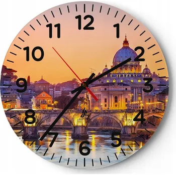 Hodiny Kuchyňské nástěnné hodiny 30x30 Město Moderní skleněné hodiny do obýváku Tiché