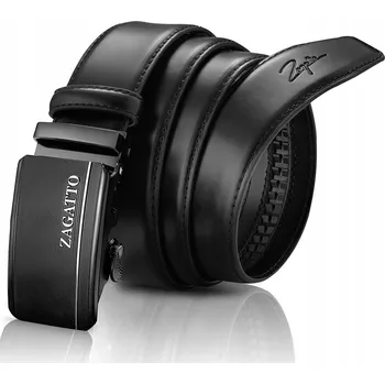 Opasek Kožený opasek pánský černý silný opasek ke kalhotám automatická přezka ZAGATTO