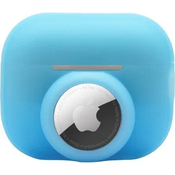 Pouzdro na mobilní telefon 2v1 silikonový ochranný obal pro AirPods Pro 2 / AirTag - svítící ve tmě modrý