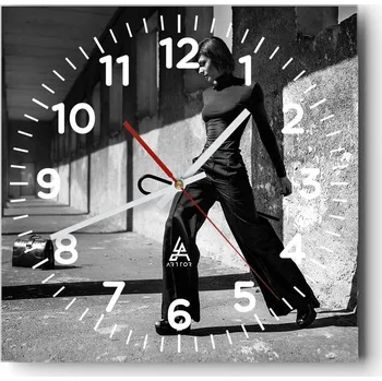 Hodiny Velké nástěnné hodiny na zeď 40x40 Žena Skleněné hodiny Čtvercové Tiché