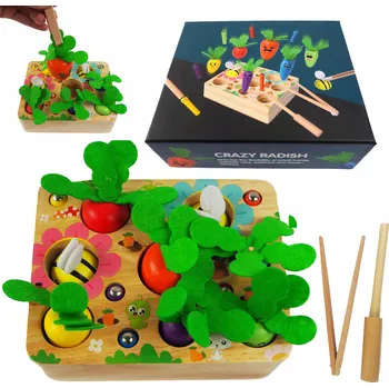Dřevěná hračka DŘEVĚNÁ HRA CHYŤ ČERVA ZAHRADA montessori SADA