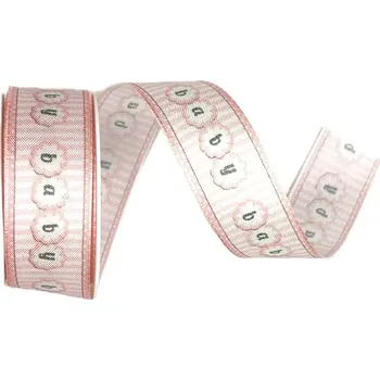 Stuha Stuha taftová HELLO BABY růžová 25mm x 2 m (Taftová stuha, růžová, jednostranný potisk)