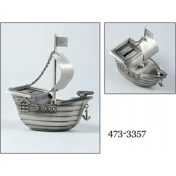 Pokladnička Stříbrná kovová pokladnička loď loď