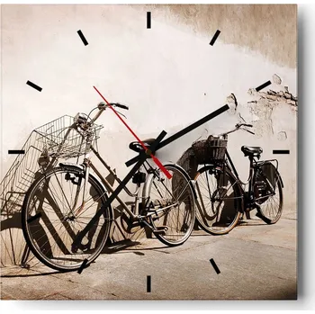 Hodiny Velké nástěnné hodiny na zeď 40x40 Kolo Skleněné hodiny Čtvercové Tiché