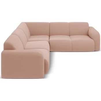 Pohovka Světle růžová rohová pohovka z textilie bouclé (variabilní roh/do L) Molino – Micadoni Home ID_1722702