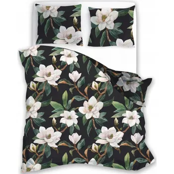 Povlečení ELEGANTNÍ POVLEČENÍ MAGNOLIE BÍLÉ KVĚTY LISTY KVĚTINOVÉ 160x200