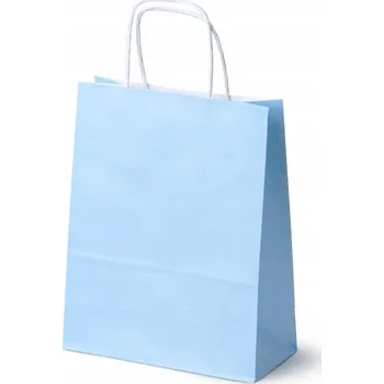 Nákupní taška PAPÍROVÉ TAŠKY MODRÉ PASTELOVÉ 18x8x22,5 kroucené ucho SADA 100 ks