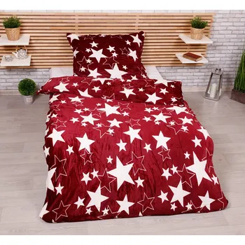 Povlečení Mikroplyšové povlečení - Hvězdy červené Velikost: 70x90, 140x200 cm