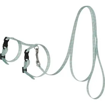 Pro hlodavce Postroj pro králíky světle modrý s potiskem králíčků a mrkví - vel. M