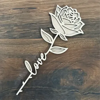 umělá květina Dřevěná růže z lásky LOVE II.