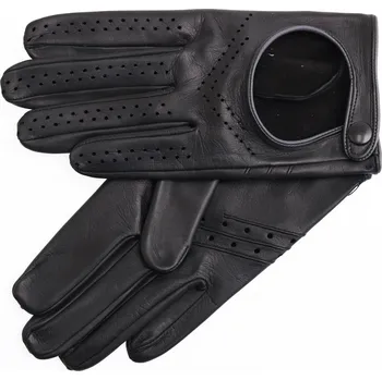 Rukavice Špongr Pánské kožené řidičské rukavice AUSTIN černé s šedým lemováním Velikost: 8"