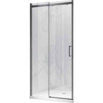 Sprchové dveře BPS-koupelny Posuvné sprchové dveře HYD-PD09A 100 kartáčovaná ocel/transparent pro instalaci do niky - bez vaničky