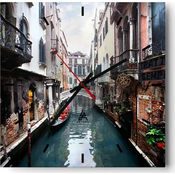 Hodiny Velké nástěnné hodiny na zeď 40x40 Město Skleněné hodiny Čtvercové Tiché