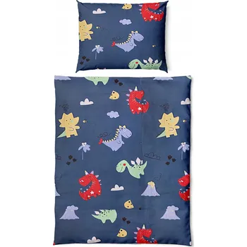 Povlečení POVLEČENÍ 90x120 DĚTSKÉ POVLEČENÍ BAVLNĚNÝ SATÉN 100% JEMNÉ DINOSAUŘI