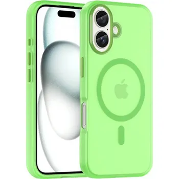 Pouzdro na mobilní telefon Matný průsvitný kryt s MagSafe pro iPhone 16 Plus - zelený