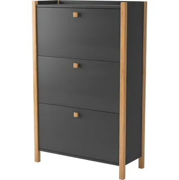 Botník Tmavě šedý botník se třemi zásuvkami Woodman Bode ID_774468