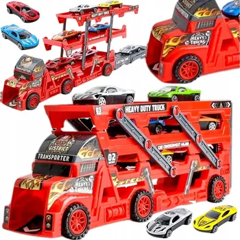 autíčko TIR autopřepravník + 6 autíčka aut s raketomet zařízením