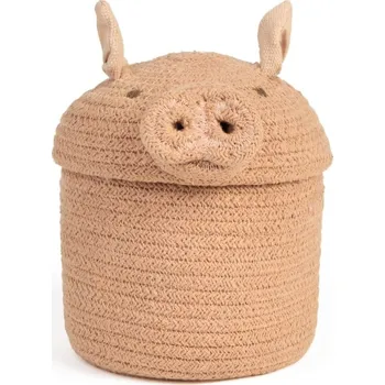 úložný prostor na hračky Světle růžový látkový dětský koš na hračky ø 17x15 cm Mini Peggy the Pig – Lorena Canals ID_1714690