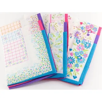 Sada dámských kapesníků s květinkami a okrajem - 6 ks