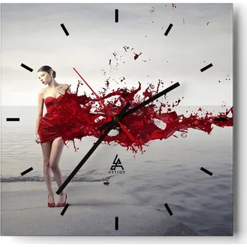 Hodiny Nástěnné hodiny do kuchyně 30x30 Žena Stylové hodiny na skle Loft Tiché