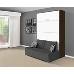 Nabytekmorava Sklápěcí postel s pohovkou VS 21058P, 200x120 cm barevné kombinace: Ořech / dveře bílé, barva pohovky: Savana šedá