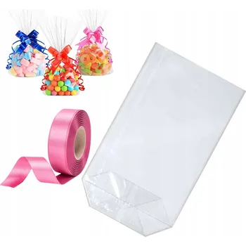 Sáček na potraviny SÁČKY S KŘÍŽOVÝM DNEM 20x30 + RŮŽOVÁ STUHA