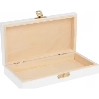 Dárková krabička Dřevia Dřevěná krabička na bankovky se zámkem, bílá - 20x11x4 cm