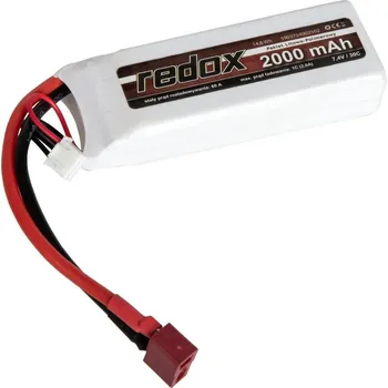 Baterie pro airsoftovou zbraň Li-Pol akumulátor Redox 7,4V 2000mAh 30C - block, Dean-T konektor