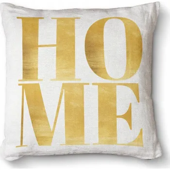 Dekorativní polštářek Antialergický dekorativní polštář s prémiovým s potiskem 40x40 - Home zlatá