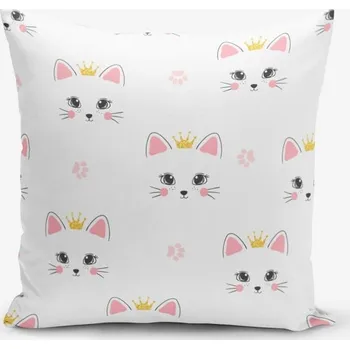 Povlak na dekorativní polštářek Dětský povlak na polštář 43x43 cm White Pink Cat – Mila Home ID_1712146
