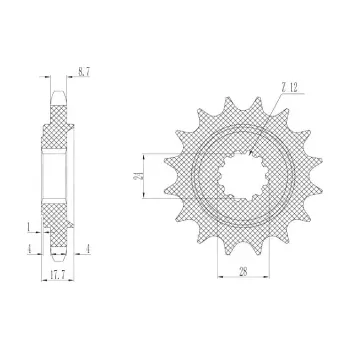 Řetězová sada pro motocykl řetězové kolečko pro sekundární řetězy typu 530, SUNSTAR (17 zubů) M291-5023-17