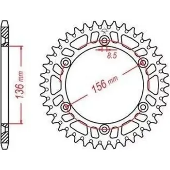 Řetězová sada pro motocykl duralová rozeta pro sekundární řetězy typu 520, JT - Anglie (48 zubů) M280-3059-48