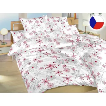 Povlečení Vánoční povlečení flanel Vločky šedé 2x 70x90, 240x200