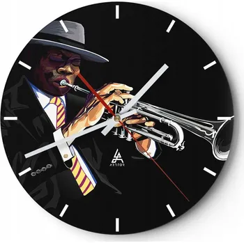 Hodiny Velké nástěnné hodiny 40x40 Hudba Skleněné hodiny Kulatý Tiché