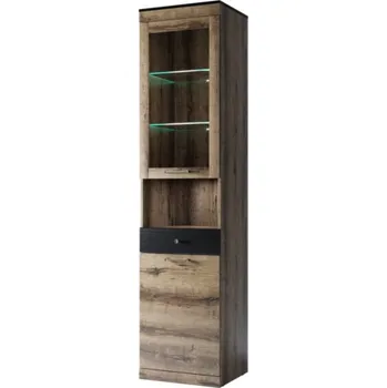 Komoda ARTEN (NANO Systems s.r.o.) Vitrína JAGGER-1D1W1S (Dub monastery/černá)